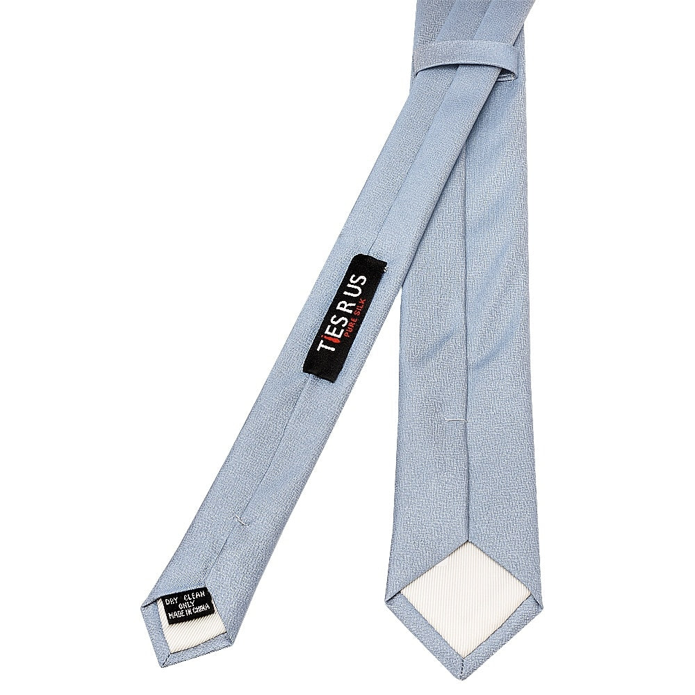 Plain Dusty Blue Silk Skinny Boys Tie 3