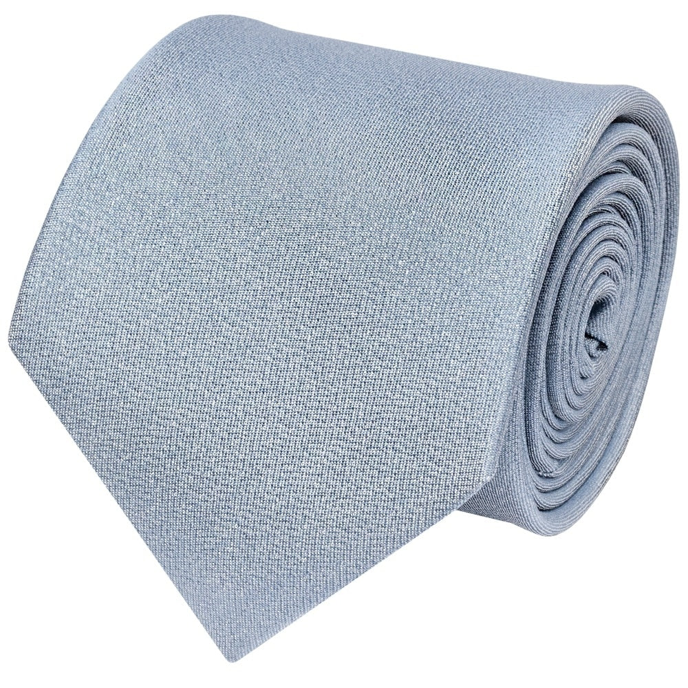 Plain Dusty Blue Silk Classic Mens Tie And Pocket Square Set 3