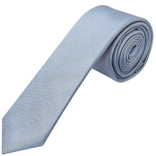 Plain Dusty Blue Silk Skinny Mens Tie and Pocket Square Set