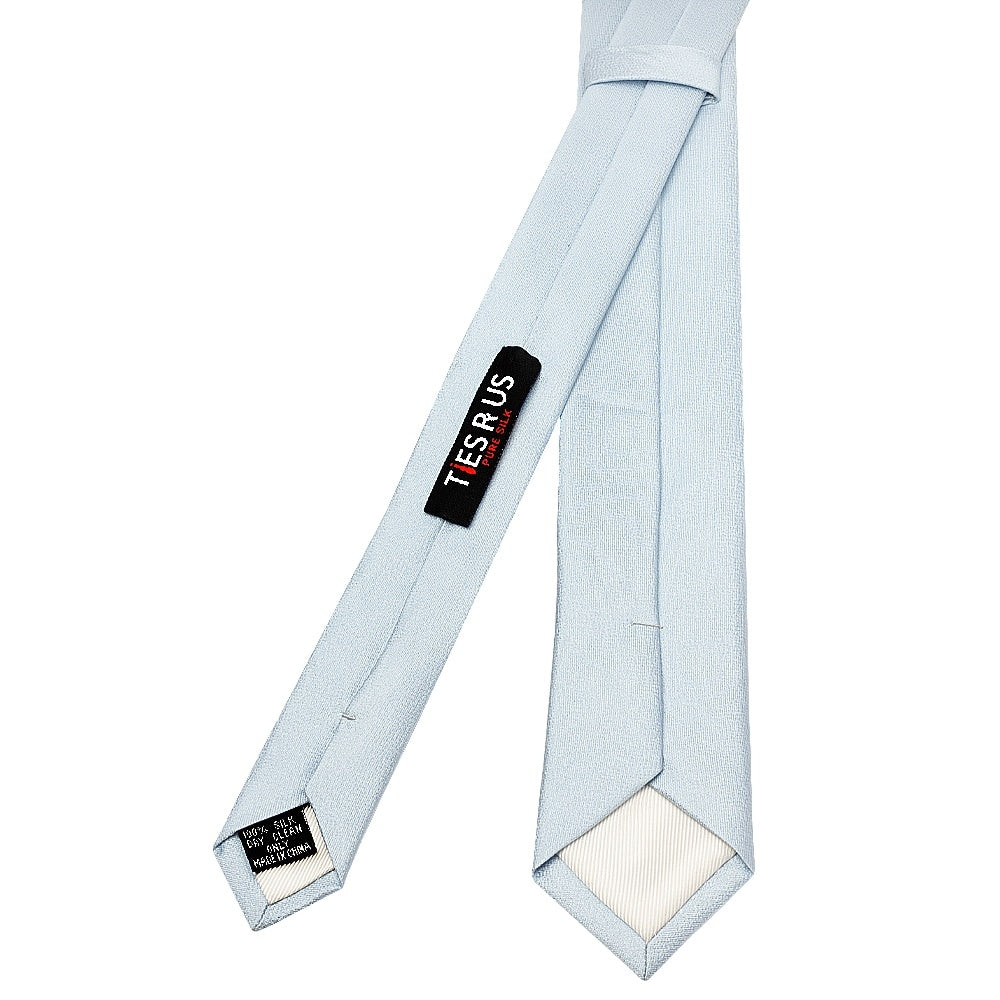 Plain Sky Blue Silk Skinny Mens Tie 3