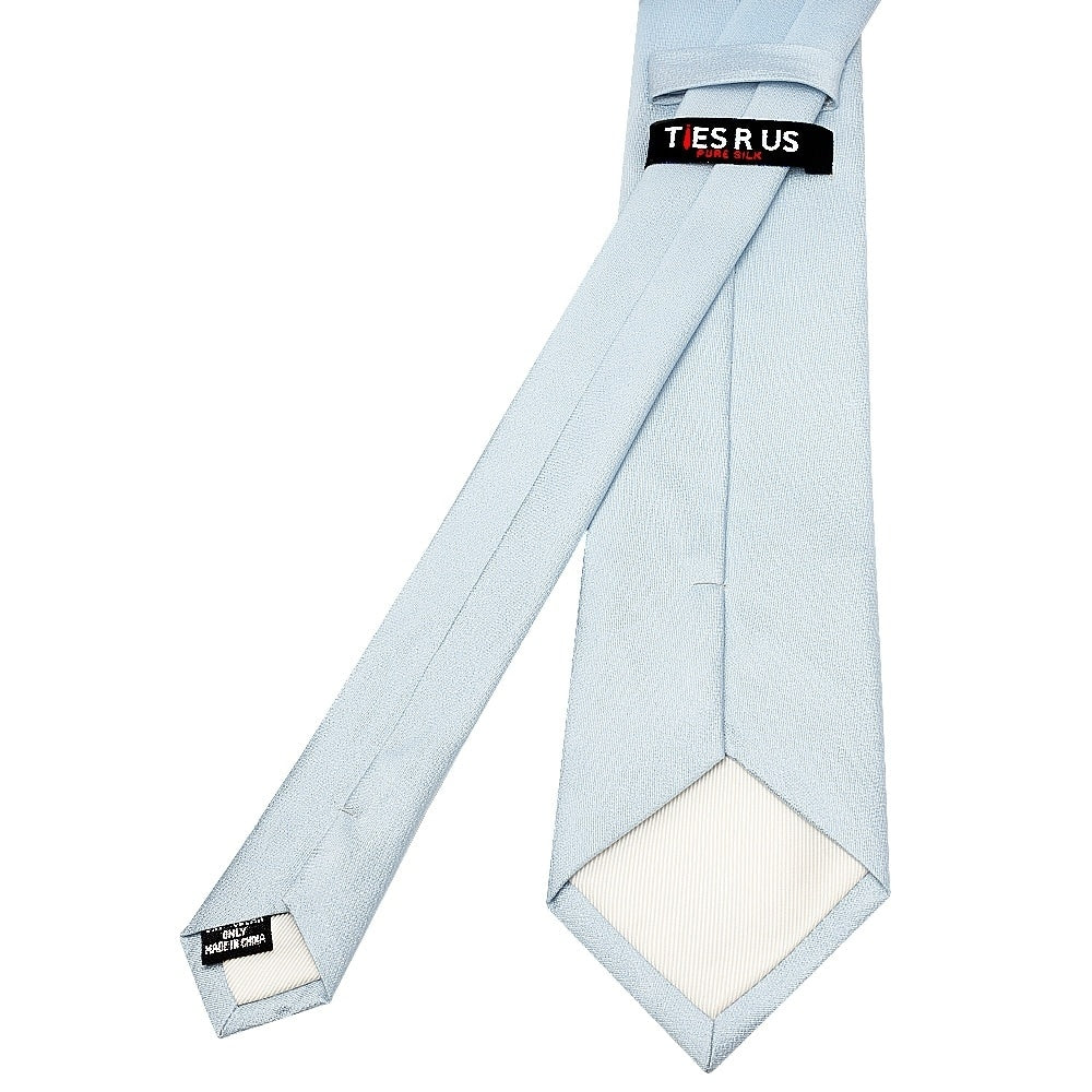Plain Sky Blue Silk Classic Mens Tie And Pocket Square Set 4