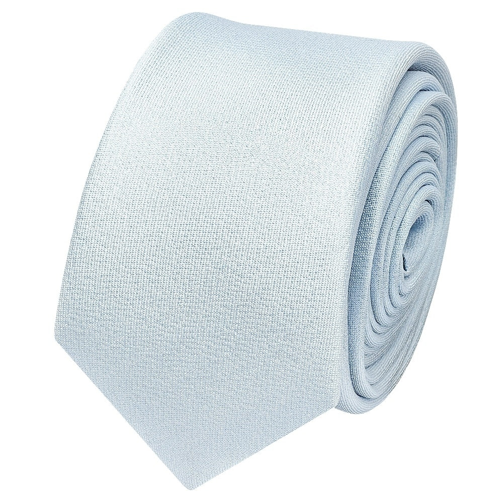 Plain Sky Blue Silk Skinny Mens Tie And Pocket Square Set 3