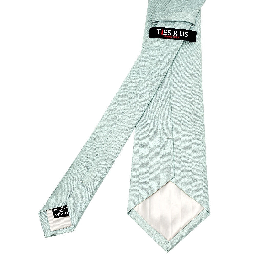 Plain Seafoam Blue Silk Classic Mens Tie 3