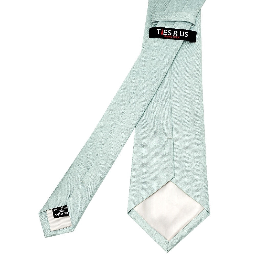 Plain Seafoam Blue Silk Classic Mens Tie And Pocket Square Set 4