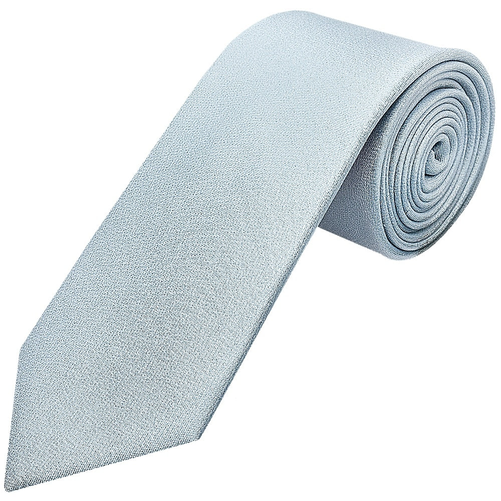 Plain Steel Blue Silk Classic Mens Tie 1