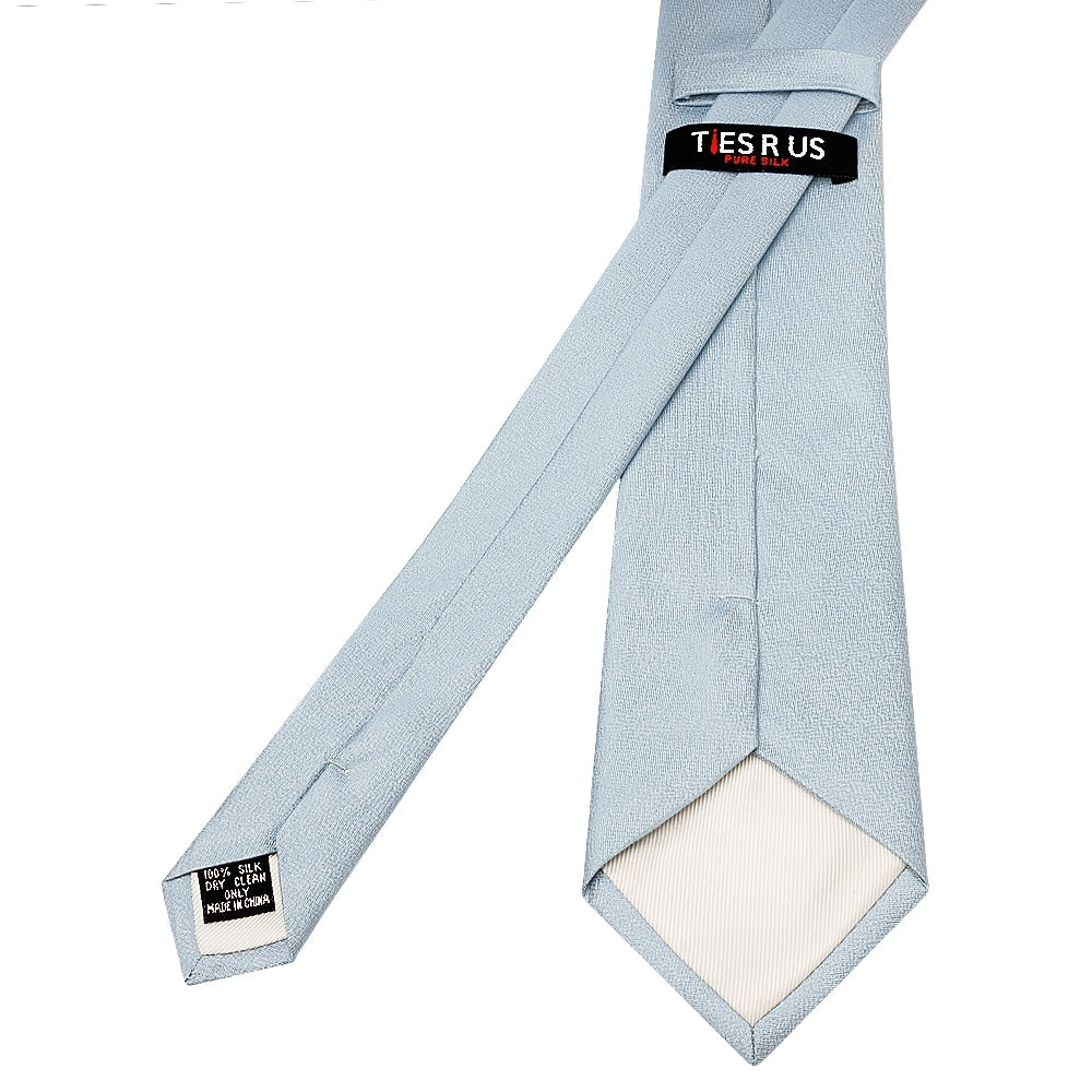Plain Steel Blue Silk Classic Mens Tie 3