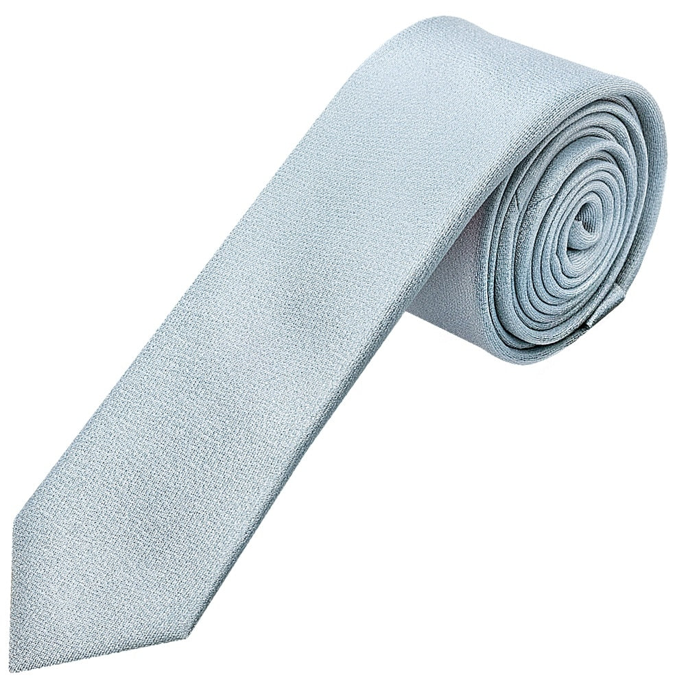 Plain Steel Blue Silk Skinny Boys Tie 1