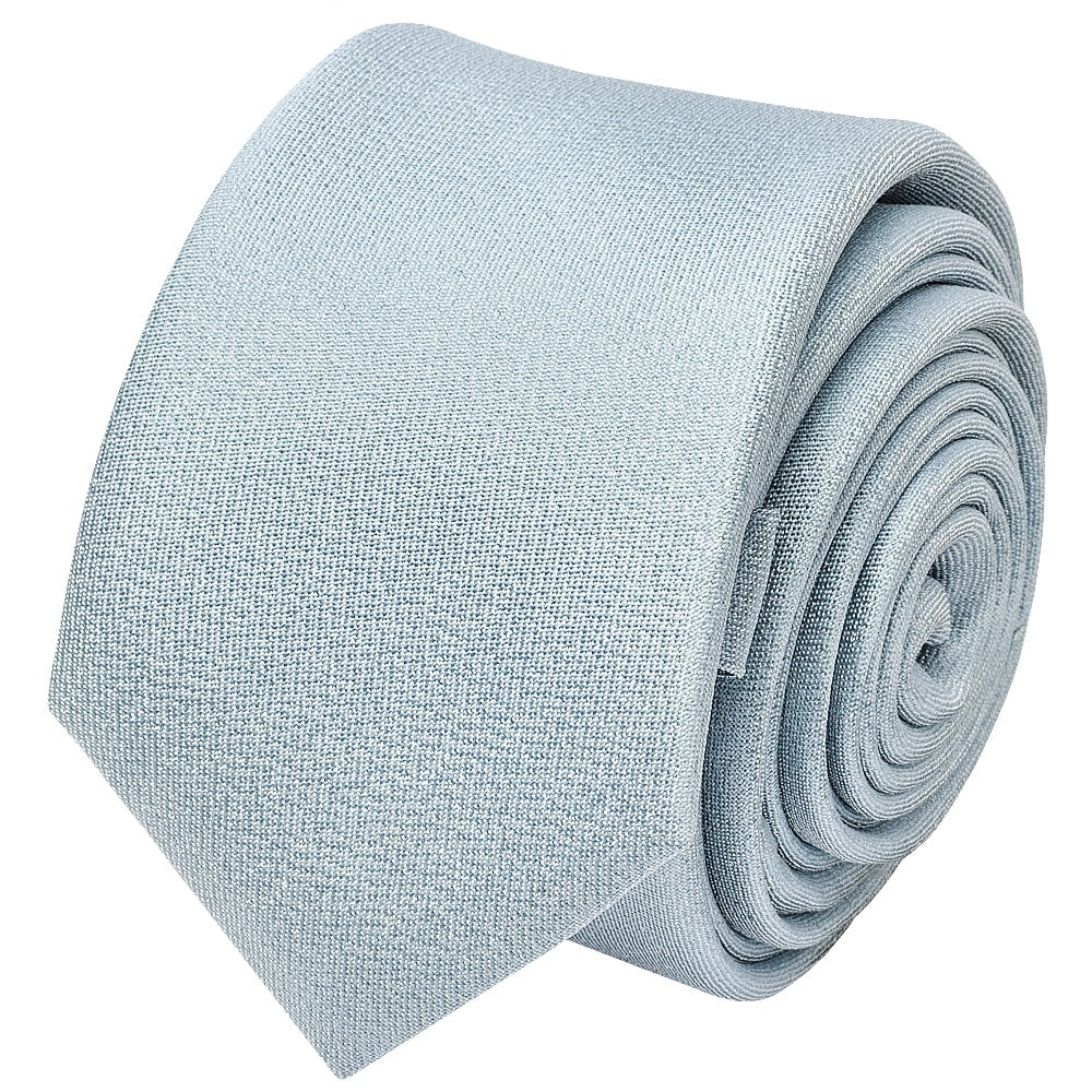 Plain Steel Blue Silk Skinny Boys Tie 2