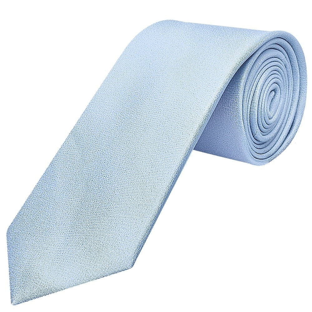 Plain Light Blue Silk Classic Mens Tie And Pocket Square Set 2