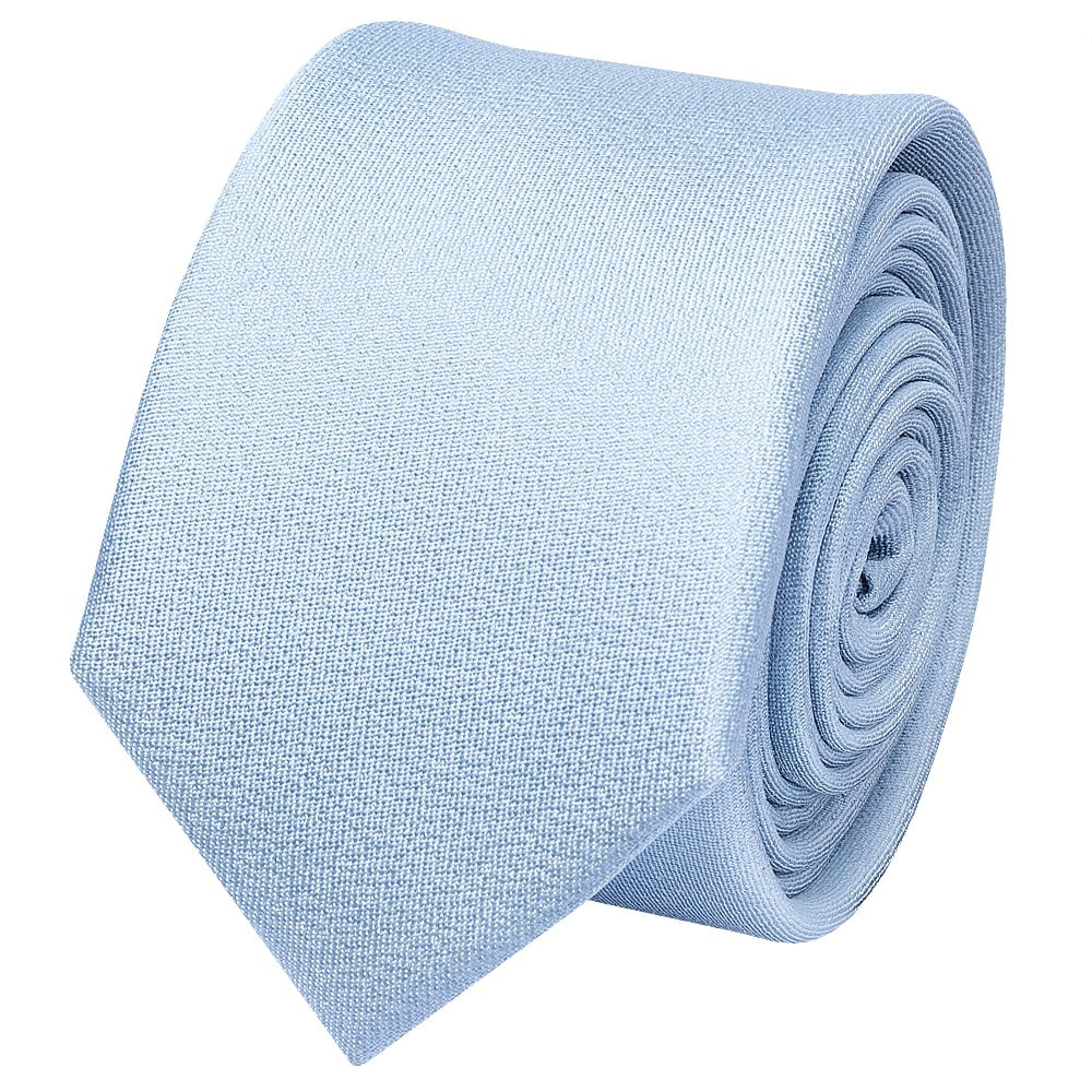 Plain Light Blue Silk Skinny Boys Tie And Pocket Square Set 3