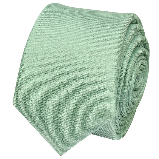 Plain Sea Grass Silk Skinny Mens Tie 2