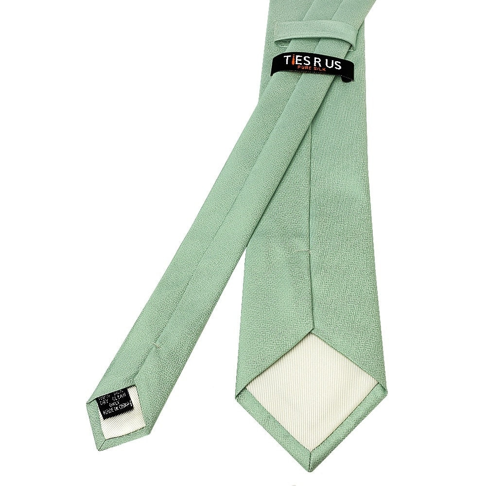 Plain Sea Grass Silk Classic Mens Tie And Pocket Square Set 4