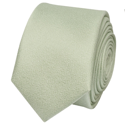 Plain Light Sage Green Silk Skinny Mens Tie 2