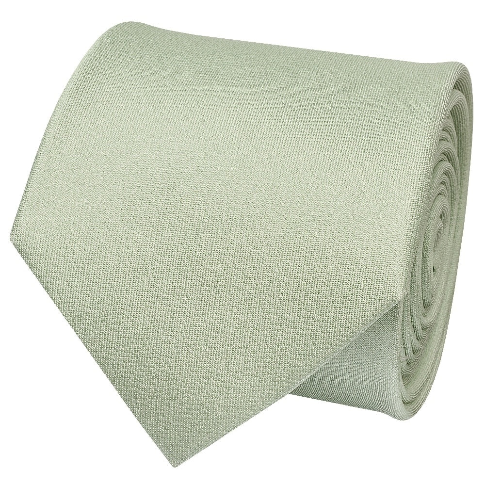 Plain Light Sage Green Silk Classic Mens Tie and Pocket Square Set