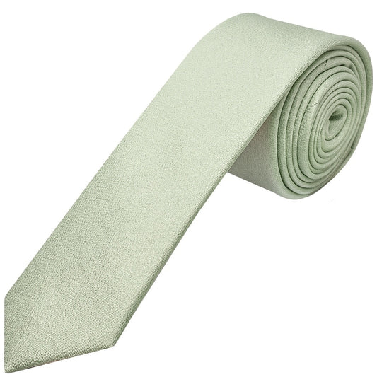Plain Light Sage Green Silk Skinny Mens Tie and Pocket Square Set