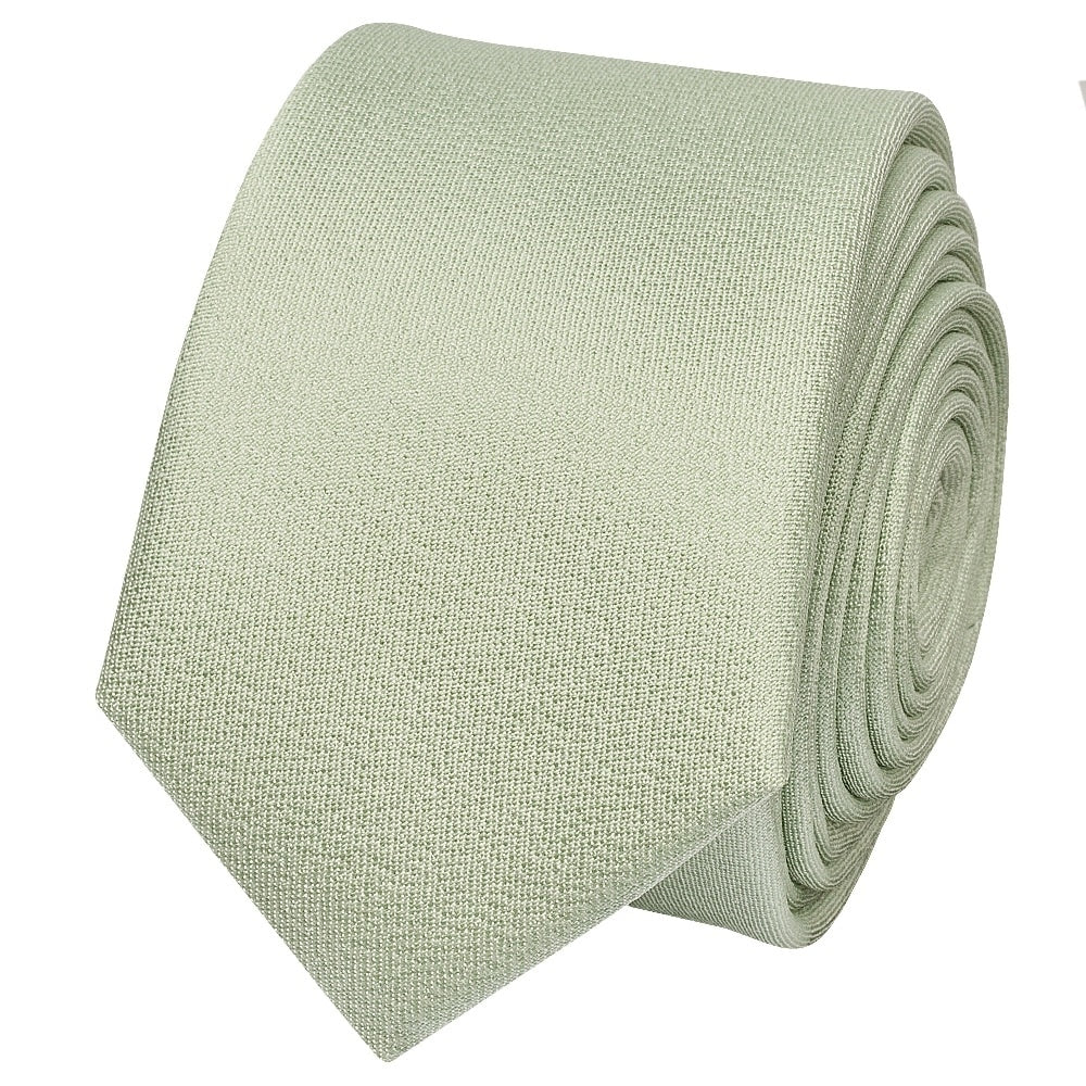 Plain Light Sage Green Silk Skinny Mens Tie And Pocket Square Set 3