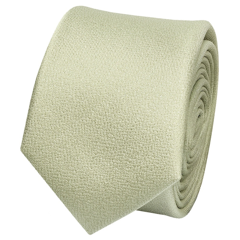 Plain Sage Green Silk Skinny Mens Tie 2