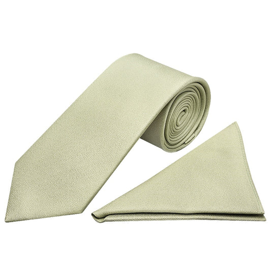 Plain Sage Green Silk Classic Mens Tie And Pocket Square Set 1