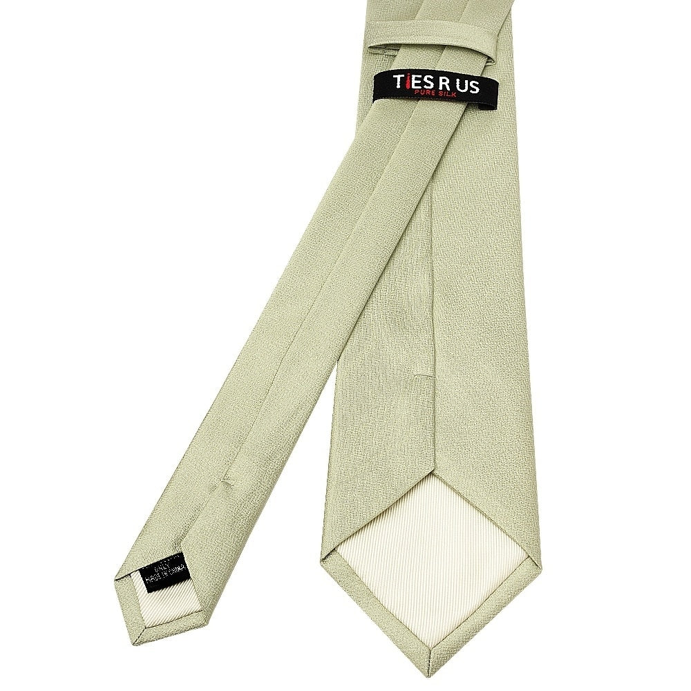 Plain Sage Green Silk Classic Mens Tie And Pocket Square Set 4