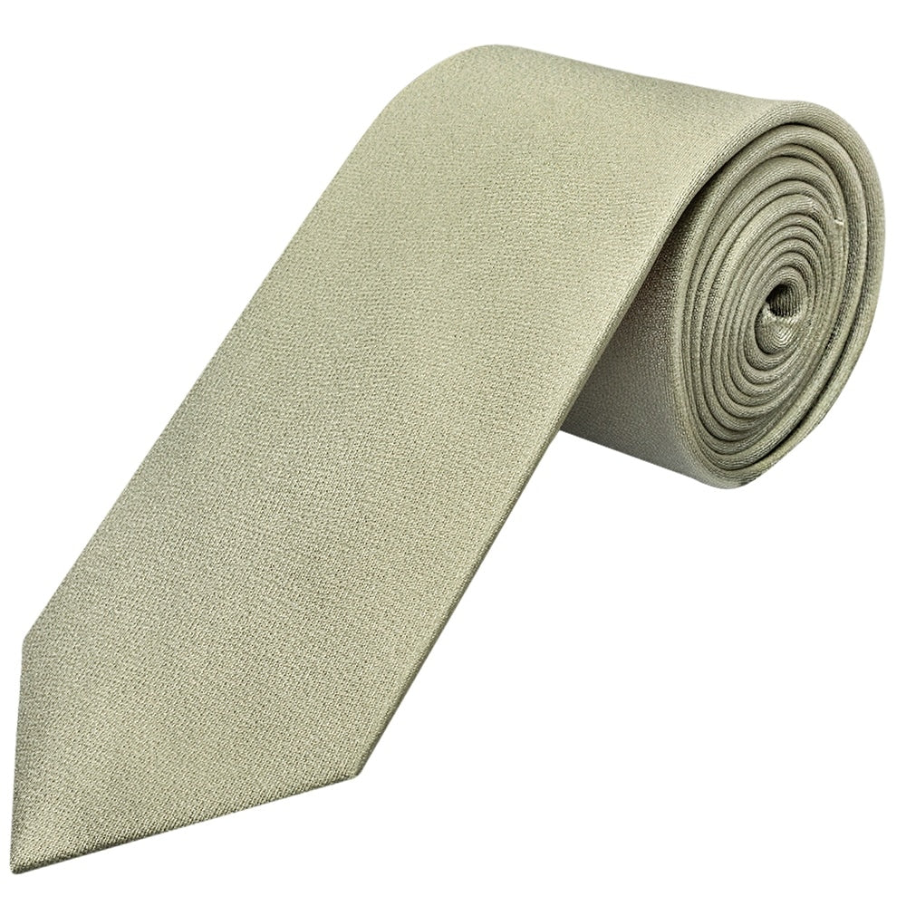 Plain Khaki Green Silk Classic Mens Tie 1
