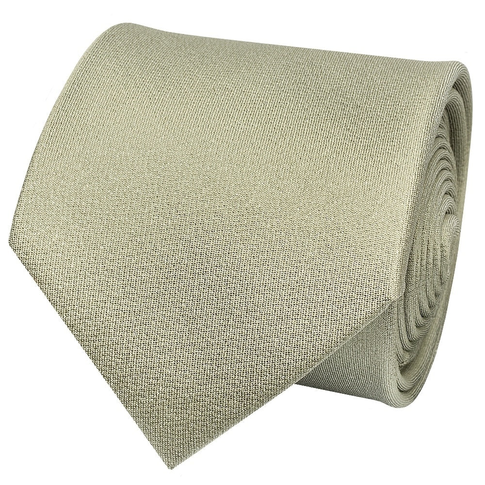 Plain Khaki Green Silk Classic Mens Tie And Pocket Square Set 3