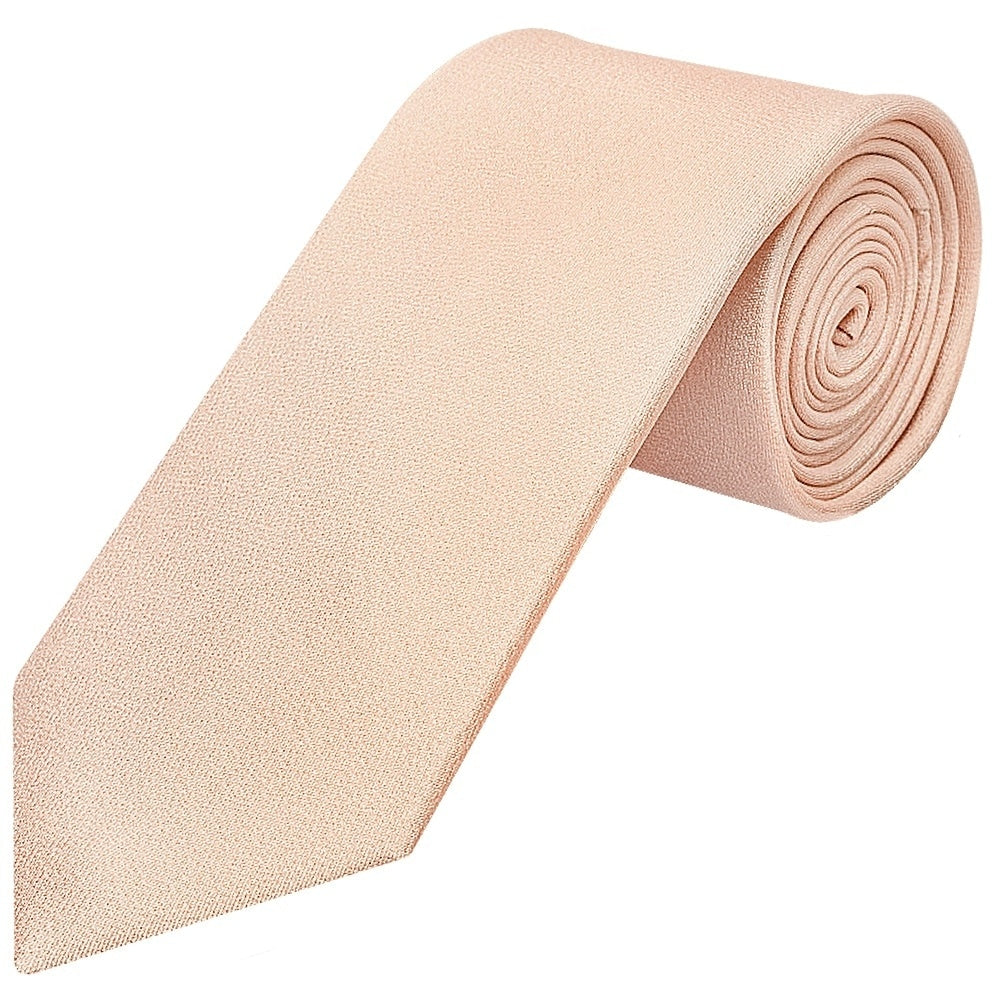 Plain Nude Silk Classic Mens Tie And Pocket Square Set 2