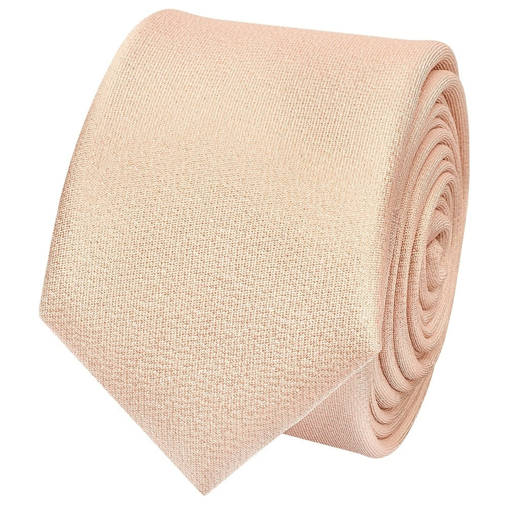 Plain Nude Silk Skinny Boys Tie And Pocket Square Set 3
