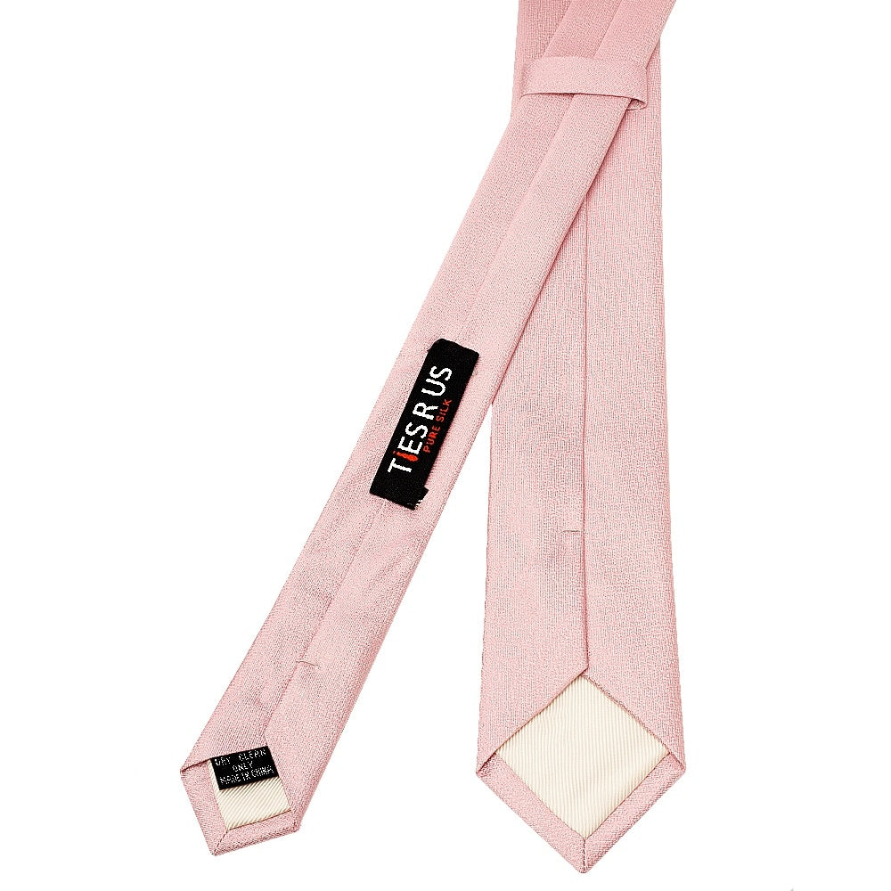 Plain Dusty Rose Silk Skinny Mens Tie 3