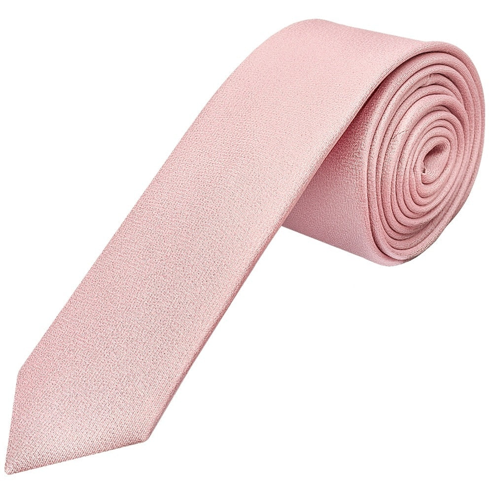 Plain Dusty Rose Silk Skinny Mens Tie And Pocket Square Set 2