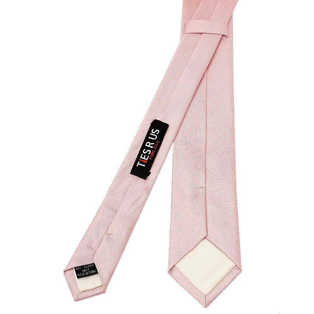 Plain Dusty Rose Silk Skinny Boys Tie And Pocket Square Set 4