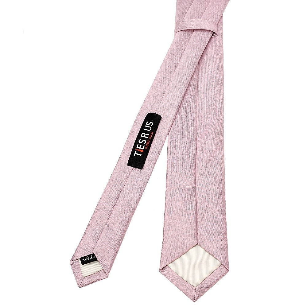 Plain Lilac Pink Silk Skinny Mens Tie And Pocket Square Set 4
