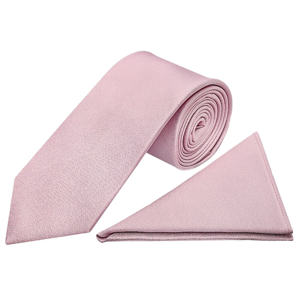 Plain Lilac Pink Silk Classic Mens Tie And Pocket Square Set 1