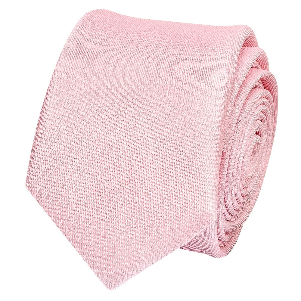 Plain Blush Pink Silk Skinny Mens Tie 2