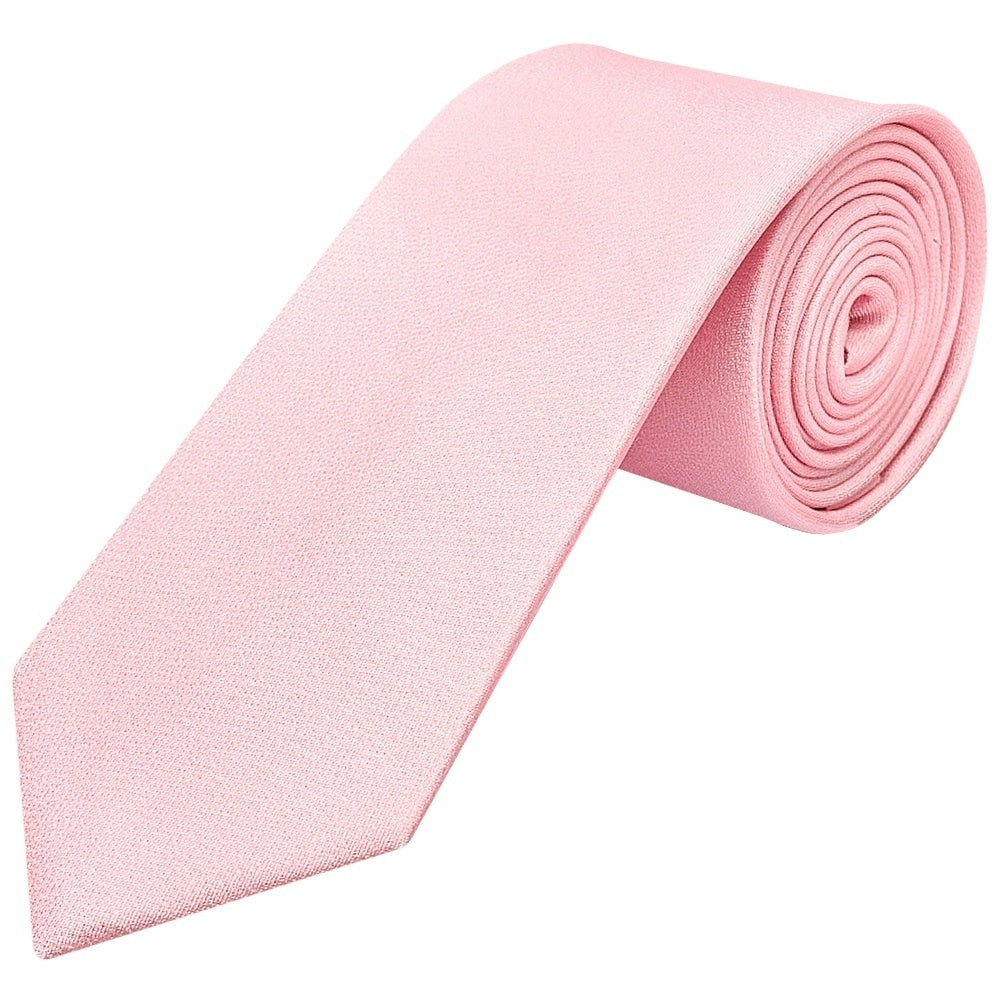 Plain Blush Pink Silk Classic Mens Tie And Pocket Square Set 2