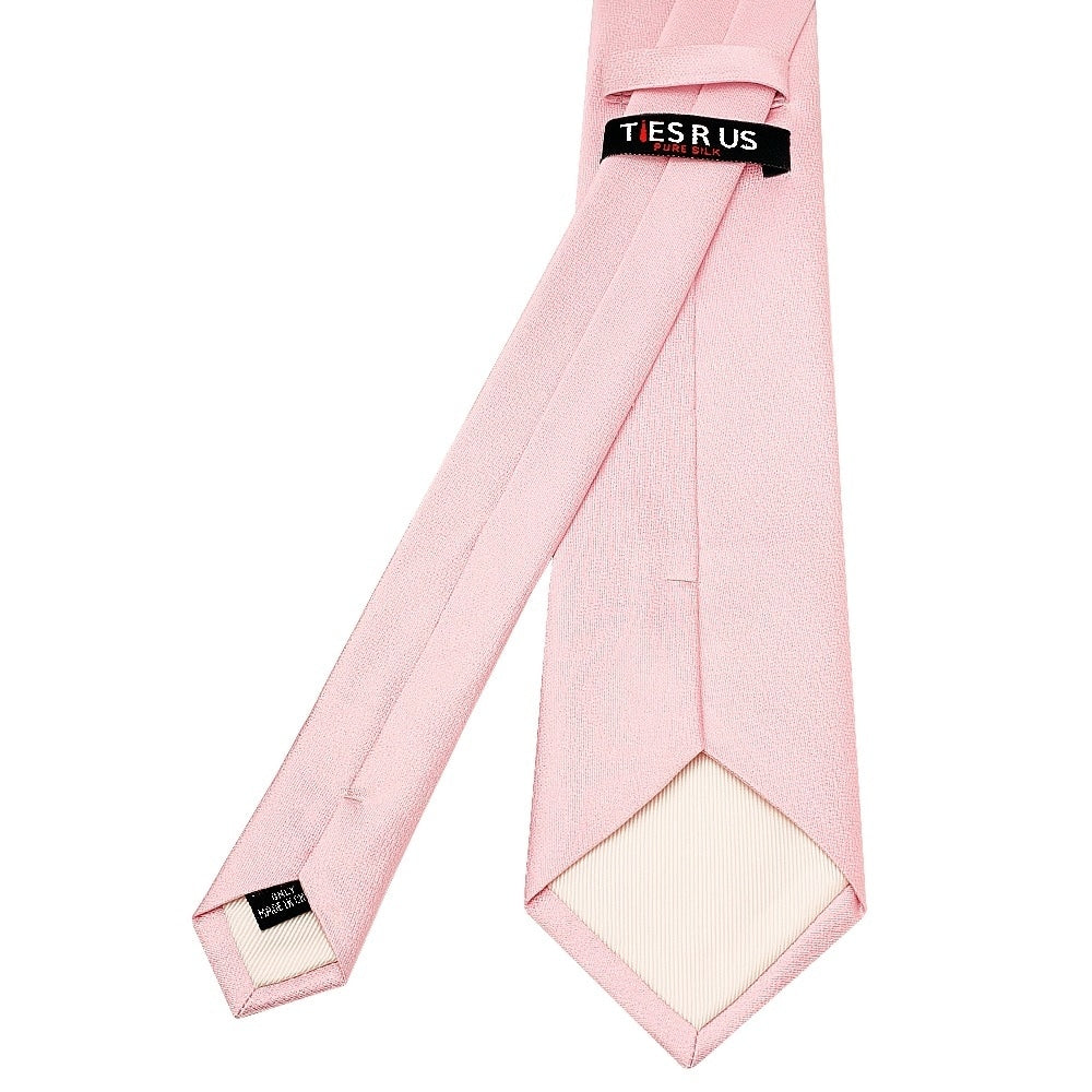 Plain Blush Pink Silk Classic Mens Tie And Pocket Square Set 4