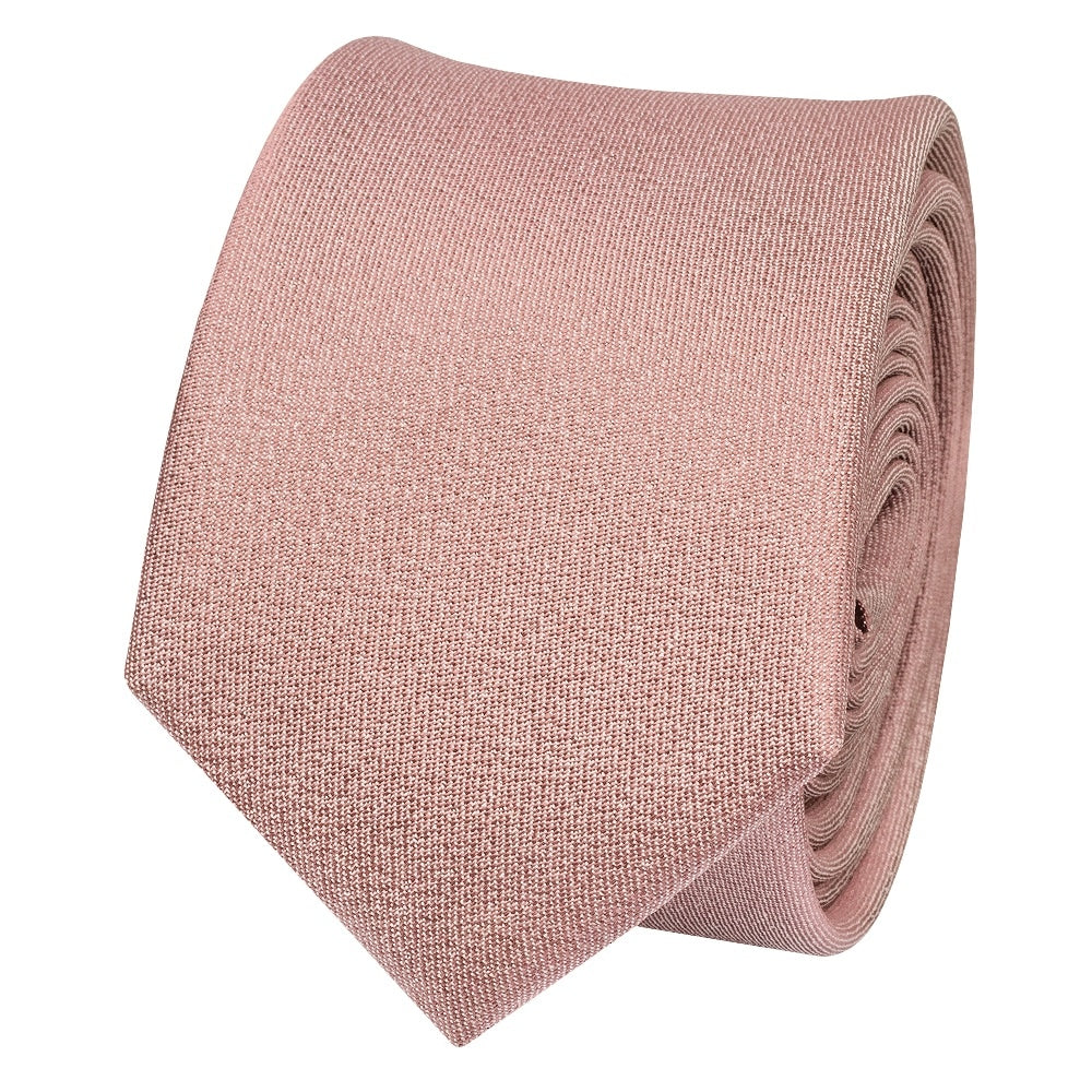 Plain Rose Gold Silk Skinny Boys Tie 2