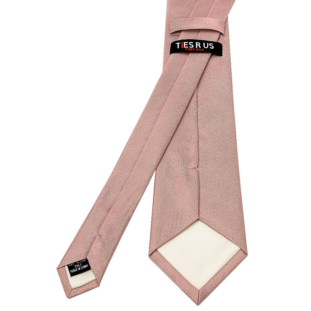 Plain Rose Gold Silk Classic Mens Tie And Pocket Square Set 4