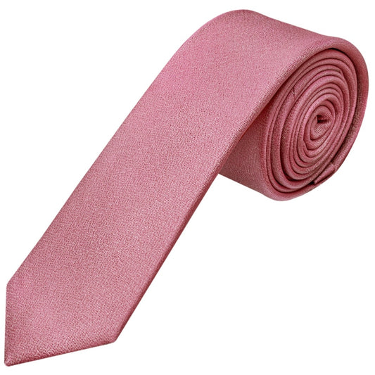 Plain Dusty Pink Silk Skinny Boys Tie 1