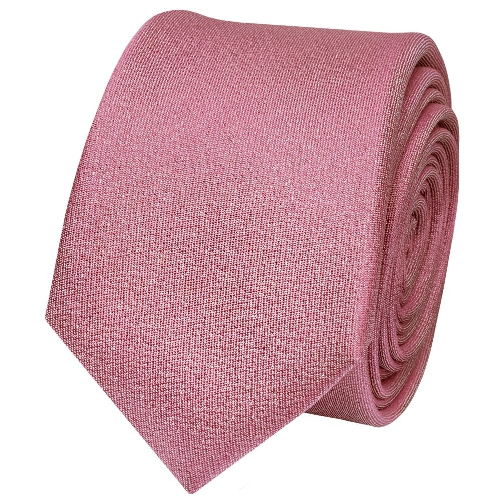 Plain Dusty Pink Silk Skinny Mens Tie And Pocket Square Set 3