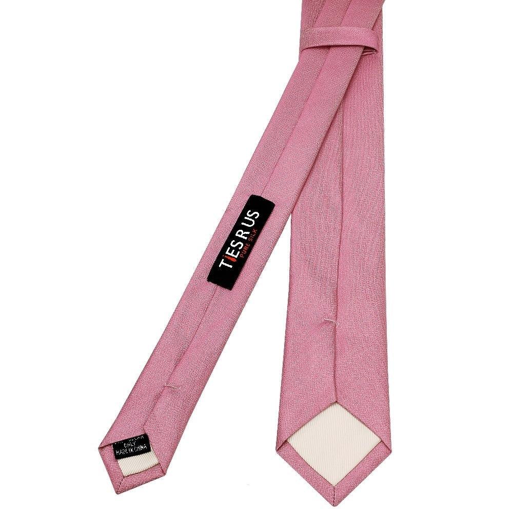 Plain Dusty Pink Silk Skinny Boys Tie And Pocket Square Set 4