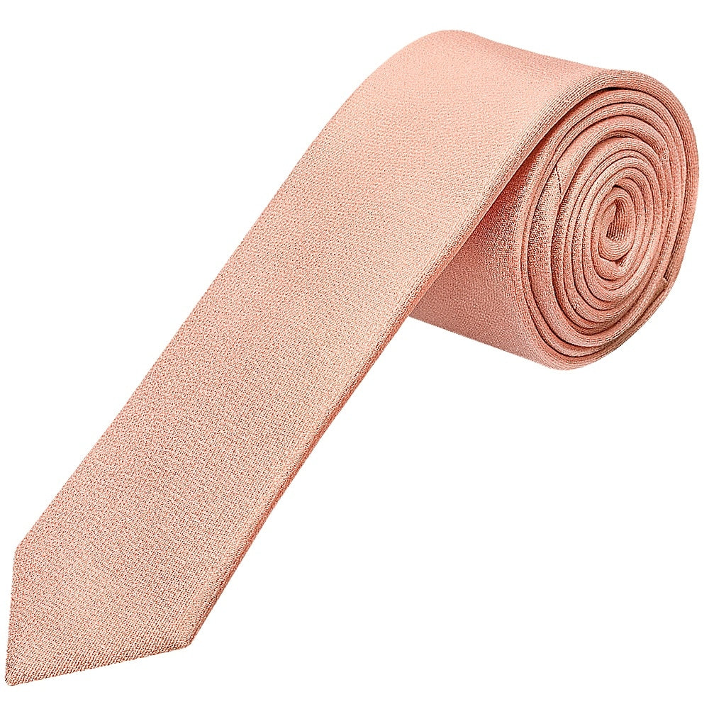 Plain Rose Quartz Silk Skinny Mens Tie 1