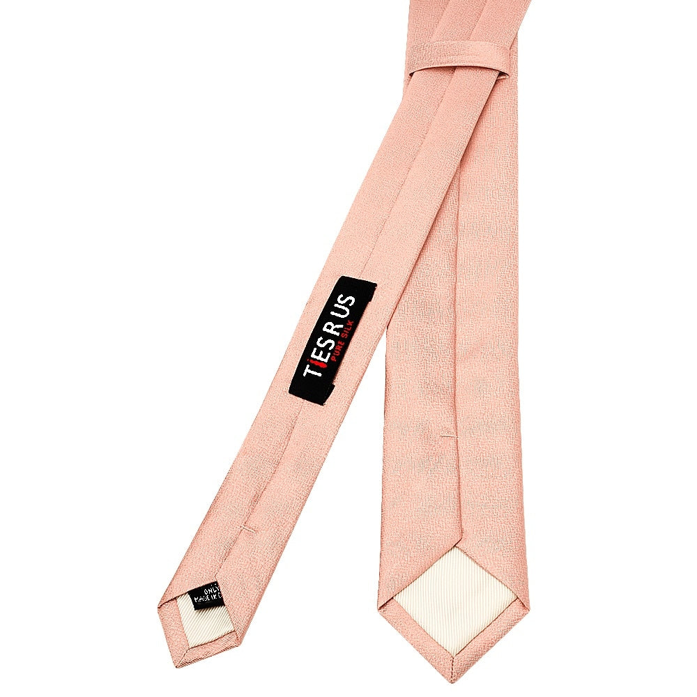 Plain Rose Quartz Silk Skinny Boys Tie 3