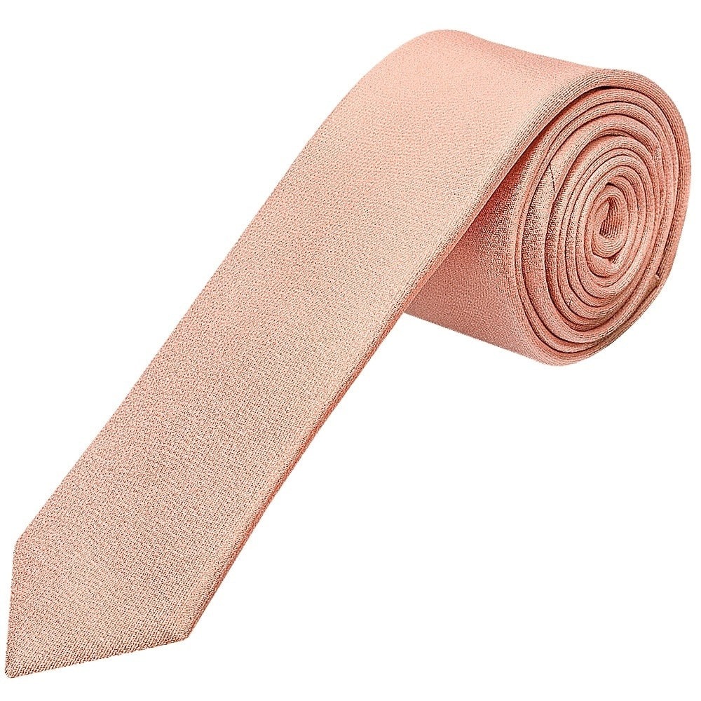 Plain Rose Quartz Silk Skinny Mens Tie And Pocket Square Set 2
