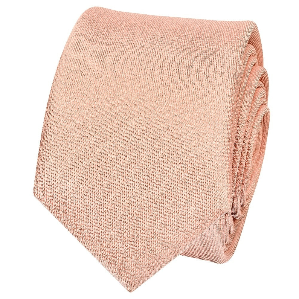 Plain Rose Quartz Silk Skinny Mens Tie And Pocket Square Set 3