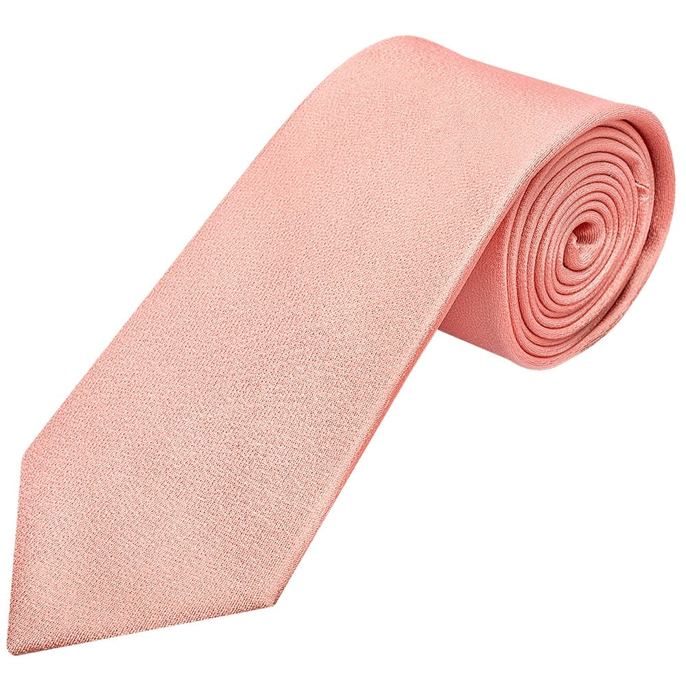 Plain Salmon Peach Silk Classic Mens Tie 1