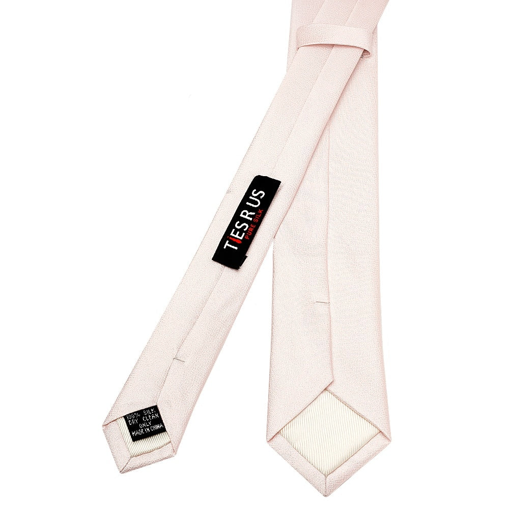 Plain Blush Silk Skinny Mens Tie 3