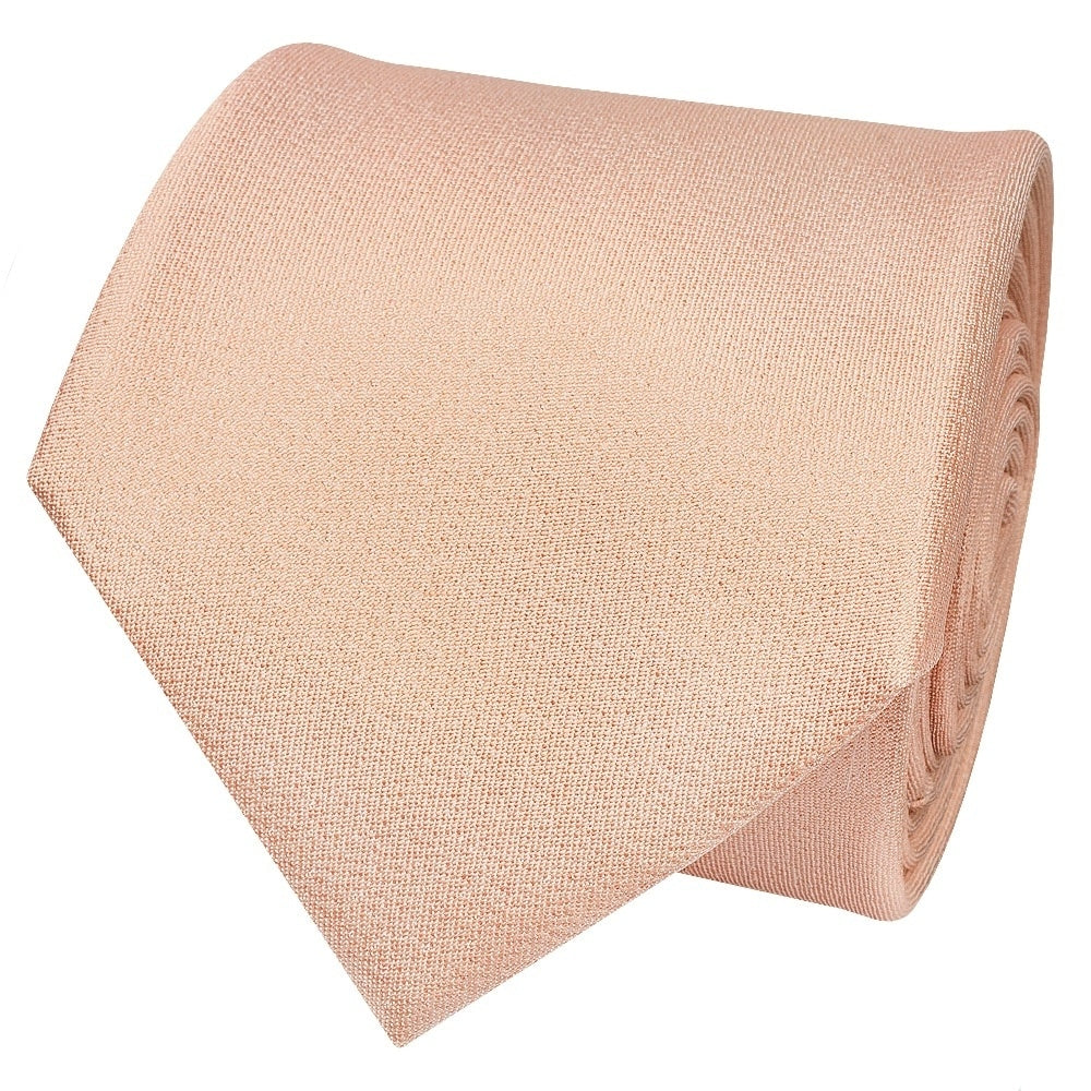 Plain Pale Peach Silk Classic Mens Tie And Pocket Square Set 3