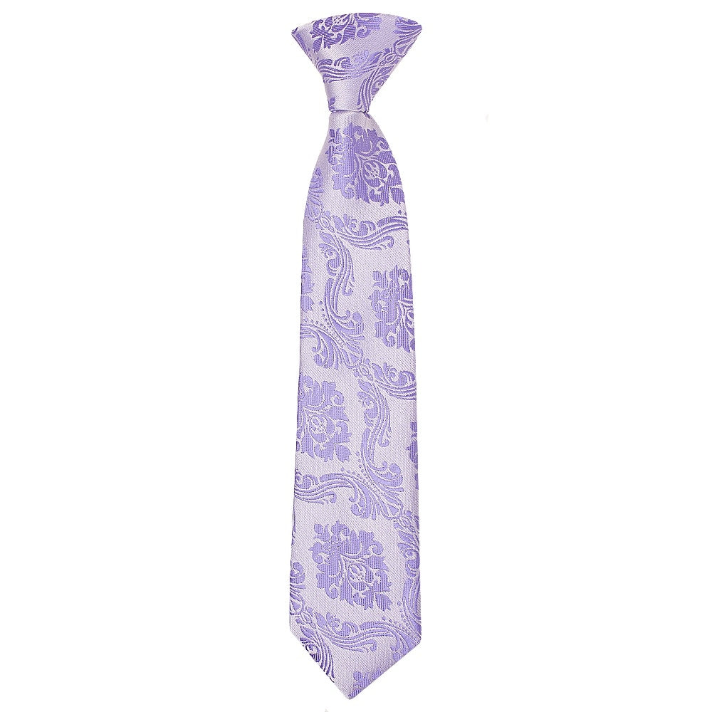 Pre Tied Lilac Paisley Boys Tie Age 4 7 1