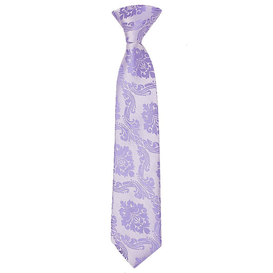 Pre Tied Lilac Paisley Boys Tie Age 4 7 1