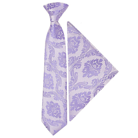 Pre Tied Lilac Paisley Boys Tie And Pocket Square Set Age 4 7 1
